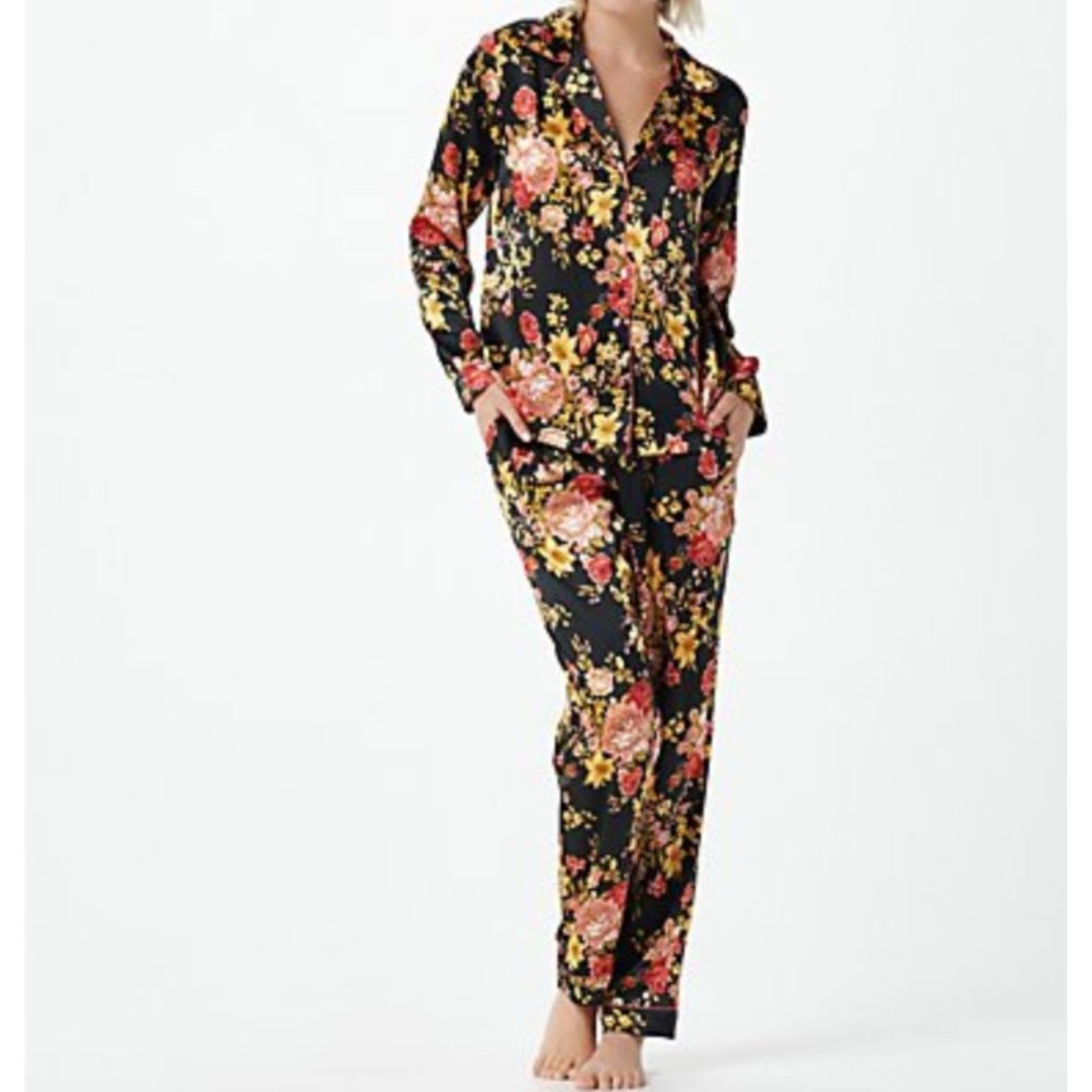 Tolani Black and Red Floral Pajama Set